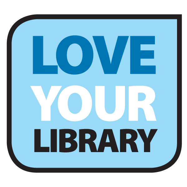 Blue and white Love Your Library Logo